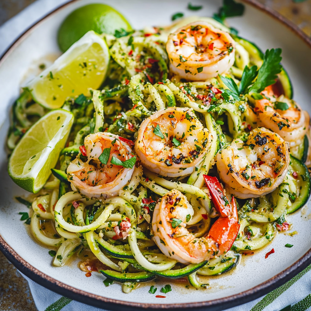 Cilantro Lime Shrimp Scampi with Zucchini Noodles