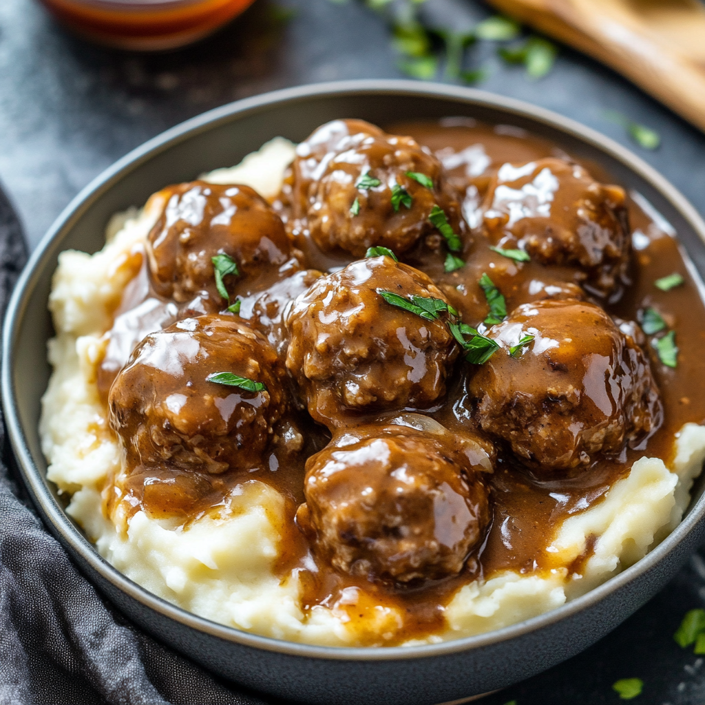 Slow Cooker Salisbury Steak Meatballs