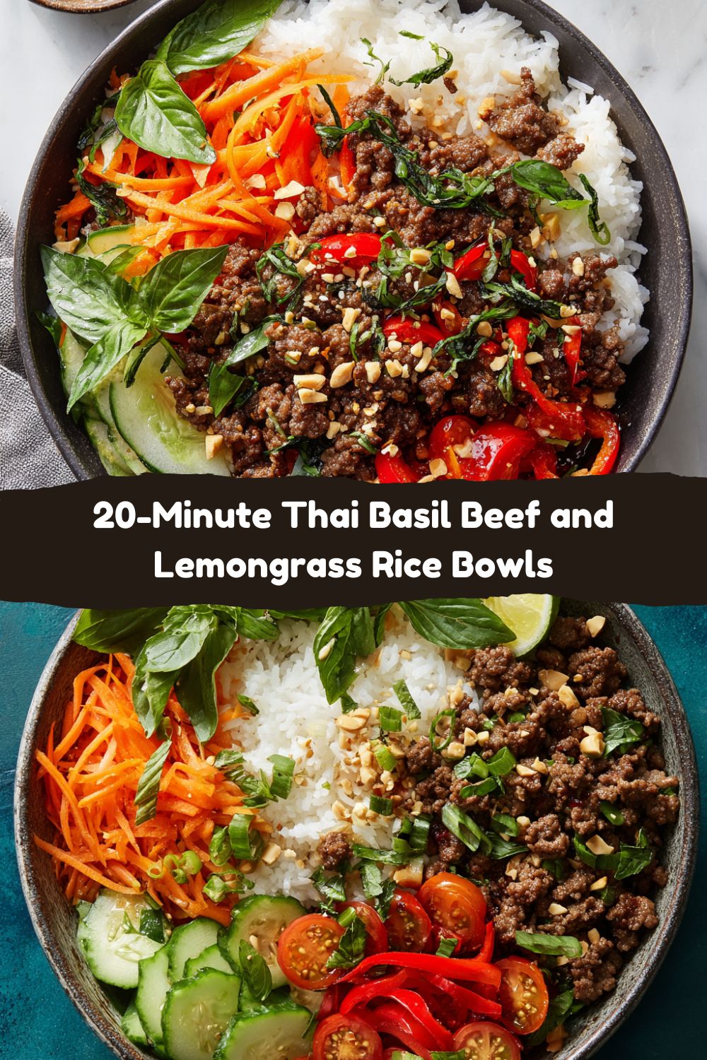 20-Minute Thai Basil Beef and Lemongrass Rice Bowls