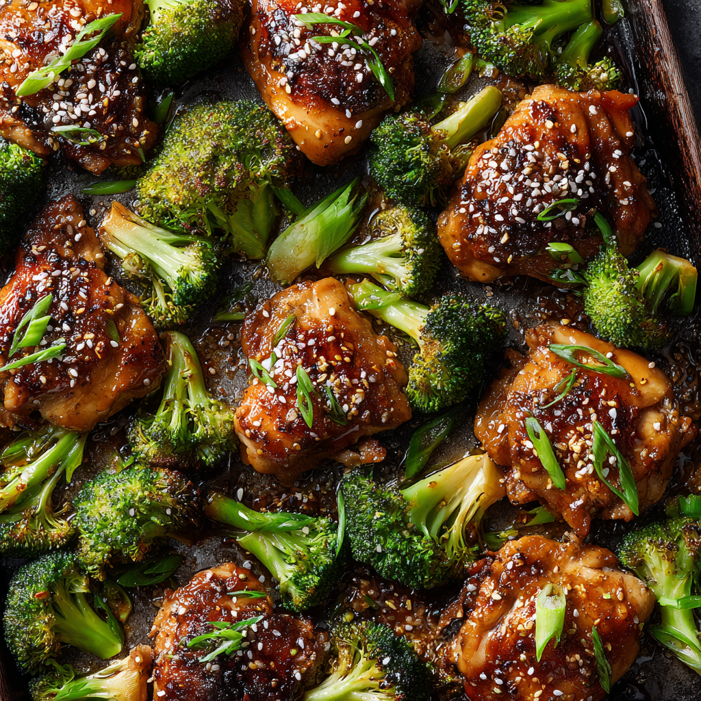 Sheet Pan Sticky Ginger Soy Chicken and Broccoli