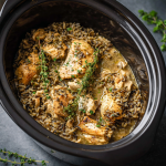 Crockpot Herb Butter Chicken and Wild Rice