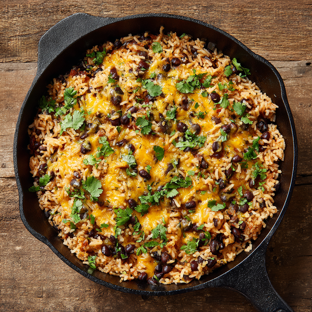 Cheesy Black Beans and Rice