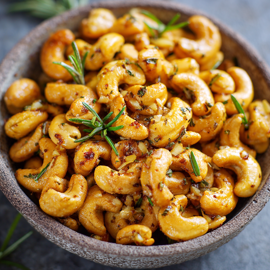 Roasted Garlic & Rosemary Cashews
