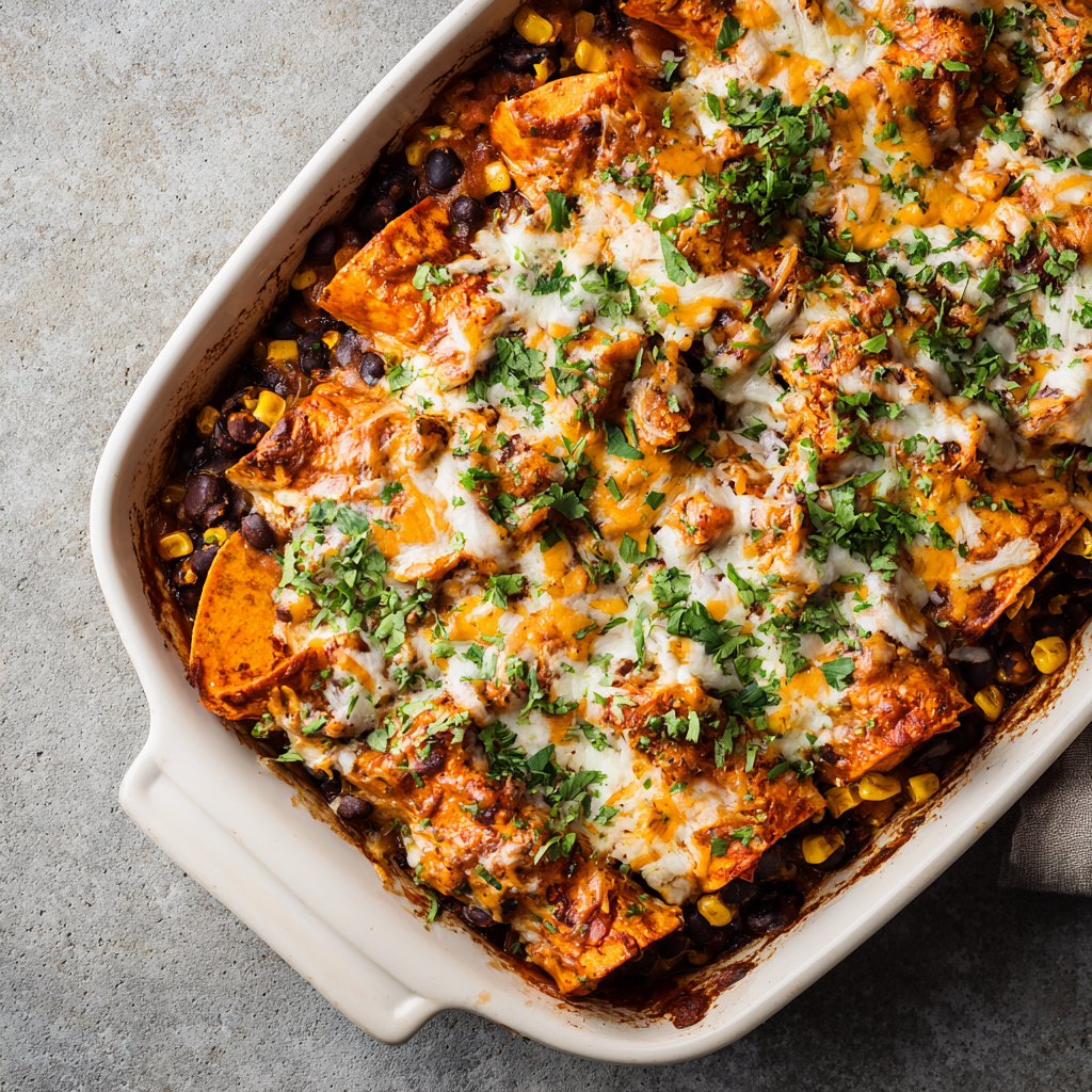 Sweet Potato Black Bean Enchilada Bake