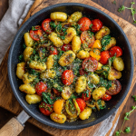 Crispy Cauliflower Gnocchi with Veggies & Pesto