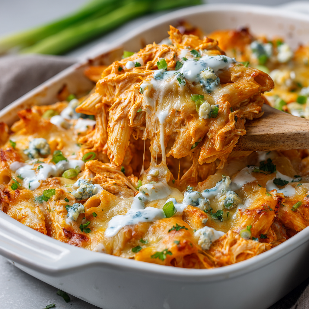 Cheesy Buffalo Chicken Pasta Bake