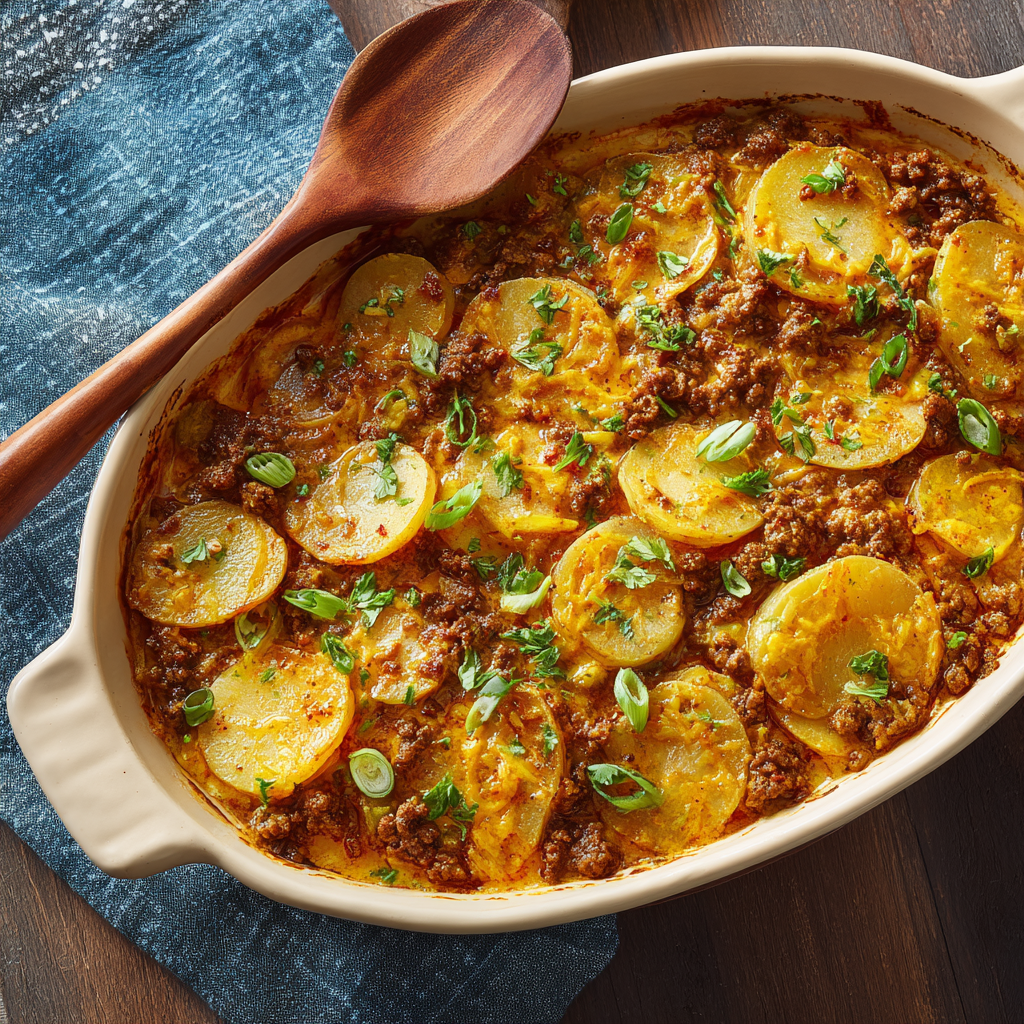 Beef-Potato Curry Casserole