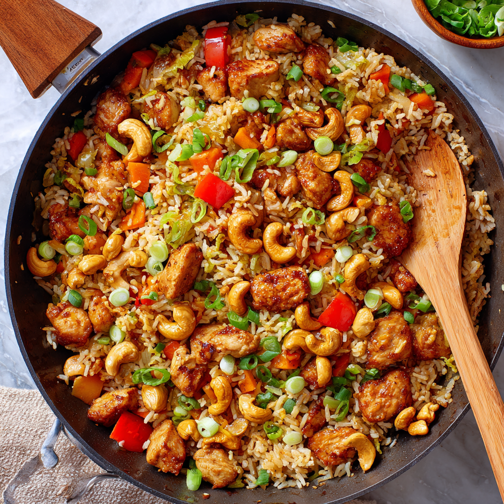 Sweet and Spicy Chicken and Cashew Fried Rice