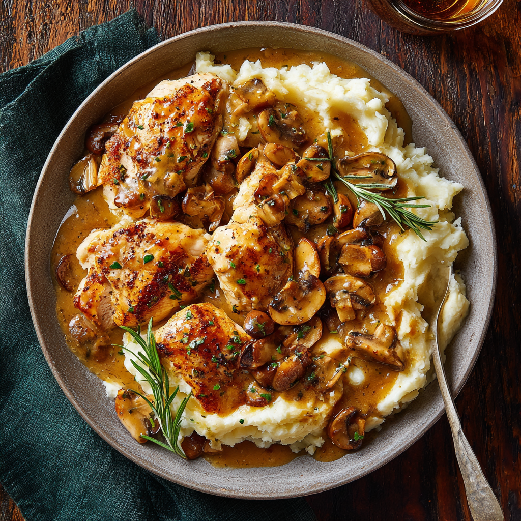 Chicken and Gravy Over Mashed Potatoes