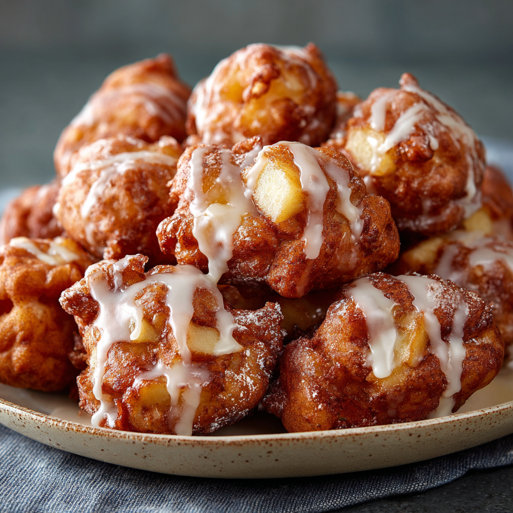 Cinnamon Apple Fritters with Vanilla Glaze