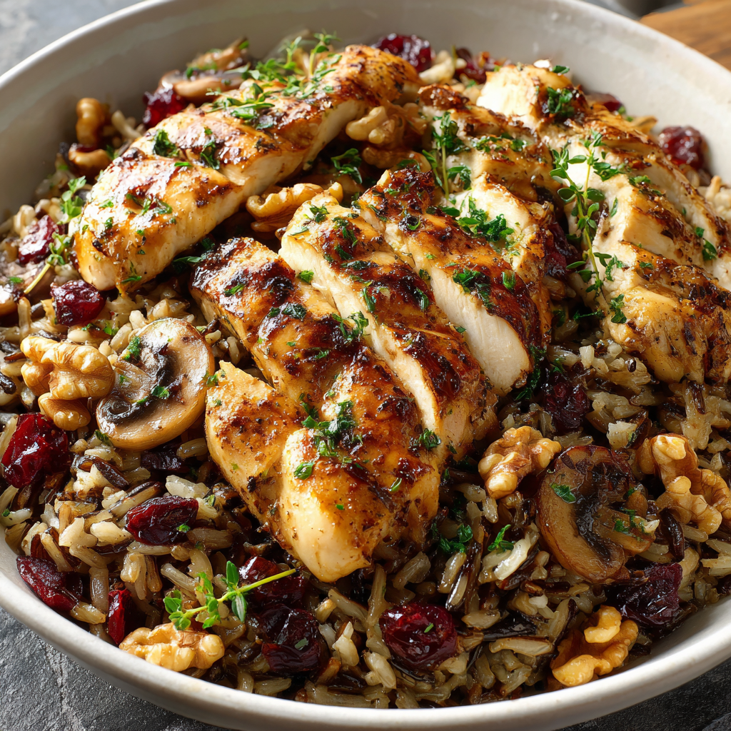 Wild Rice & Mushroom Pilaf with Grilled Chicken