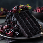 Black Velvet Cake with Blackberry Compote