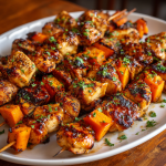 Spicy Honey Chicken & Sweet Potato Kebobs