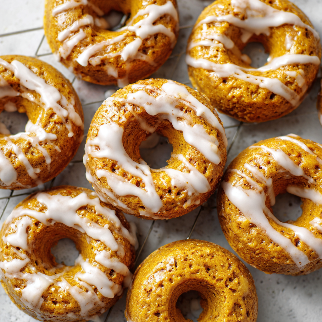 Baked Pumpkin Donuts with Spiced Vanilla Glaze