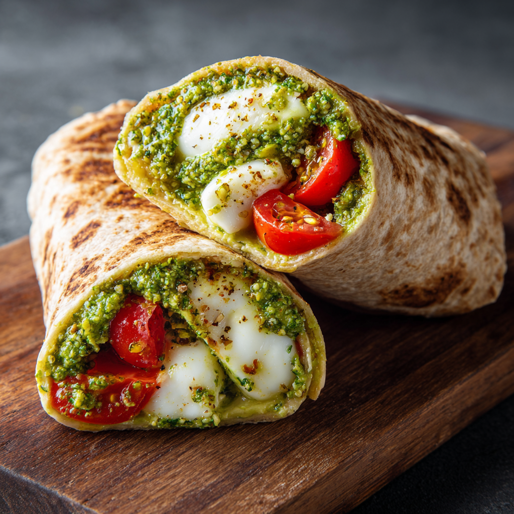 Crispy Pistachio Pesto Wraps