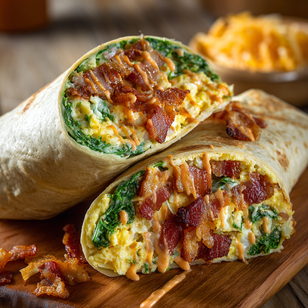 Crispy Bacon Breakfast Burrito with Chipotle Mayo