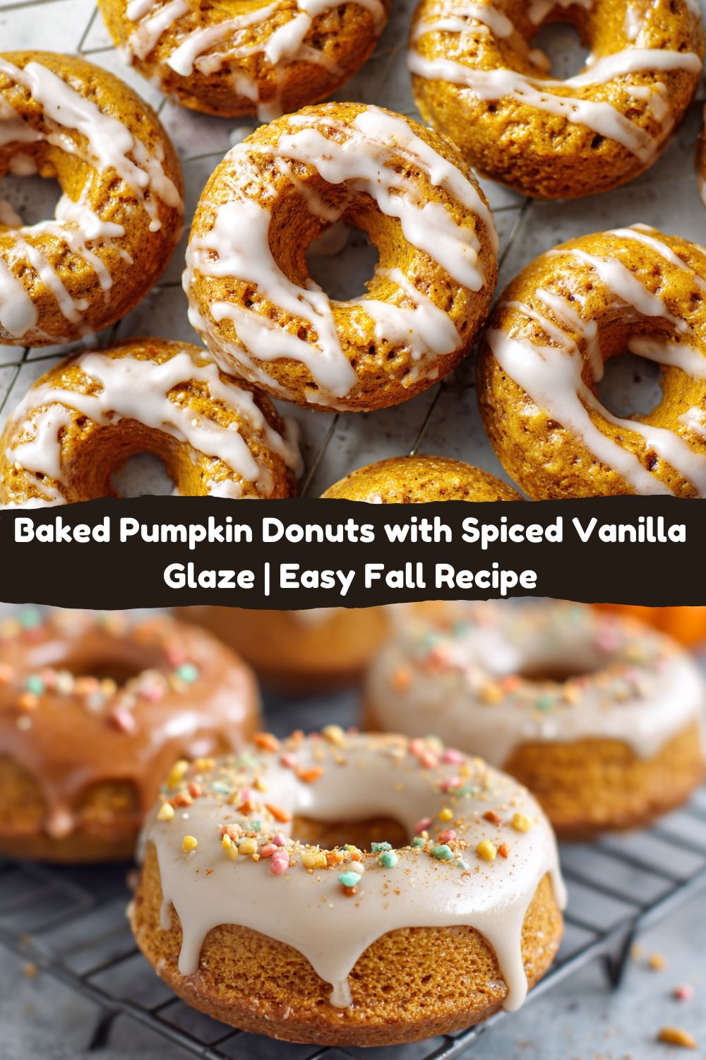 Baked Pumpkin Donuts with Spiced Vanilla Glaze