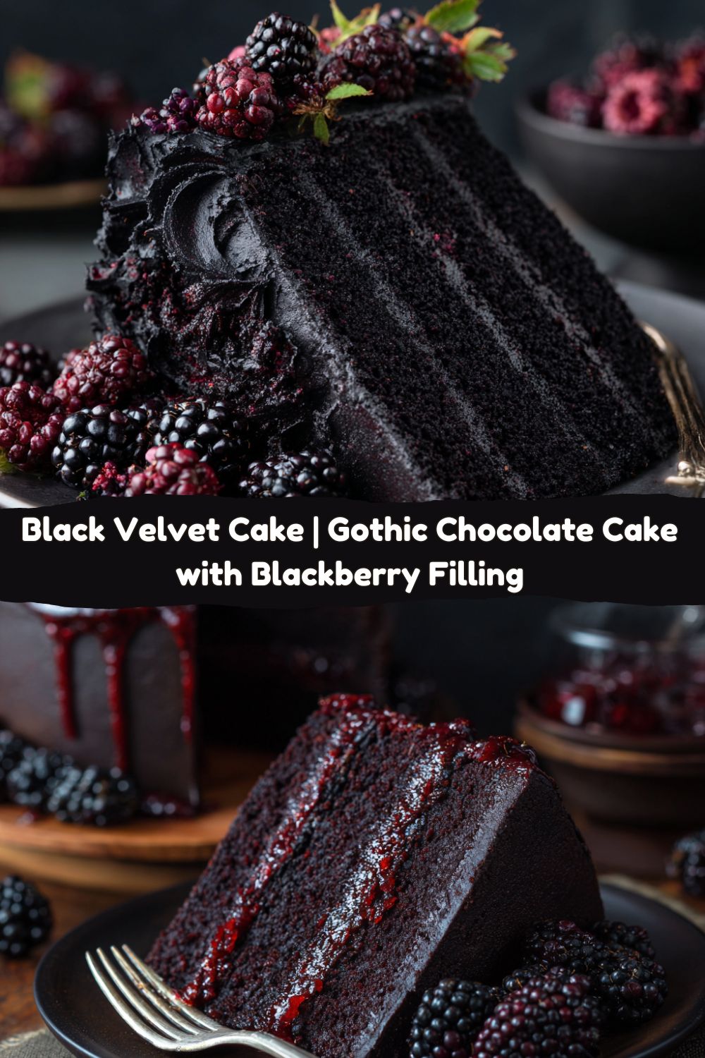 Black Velvet Cake with Blackberry Compote