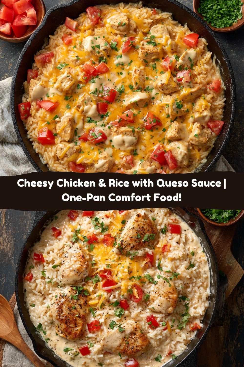Cheesy Chicken & Rice with Queso Sauce