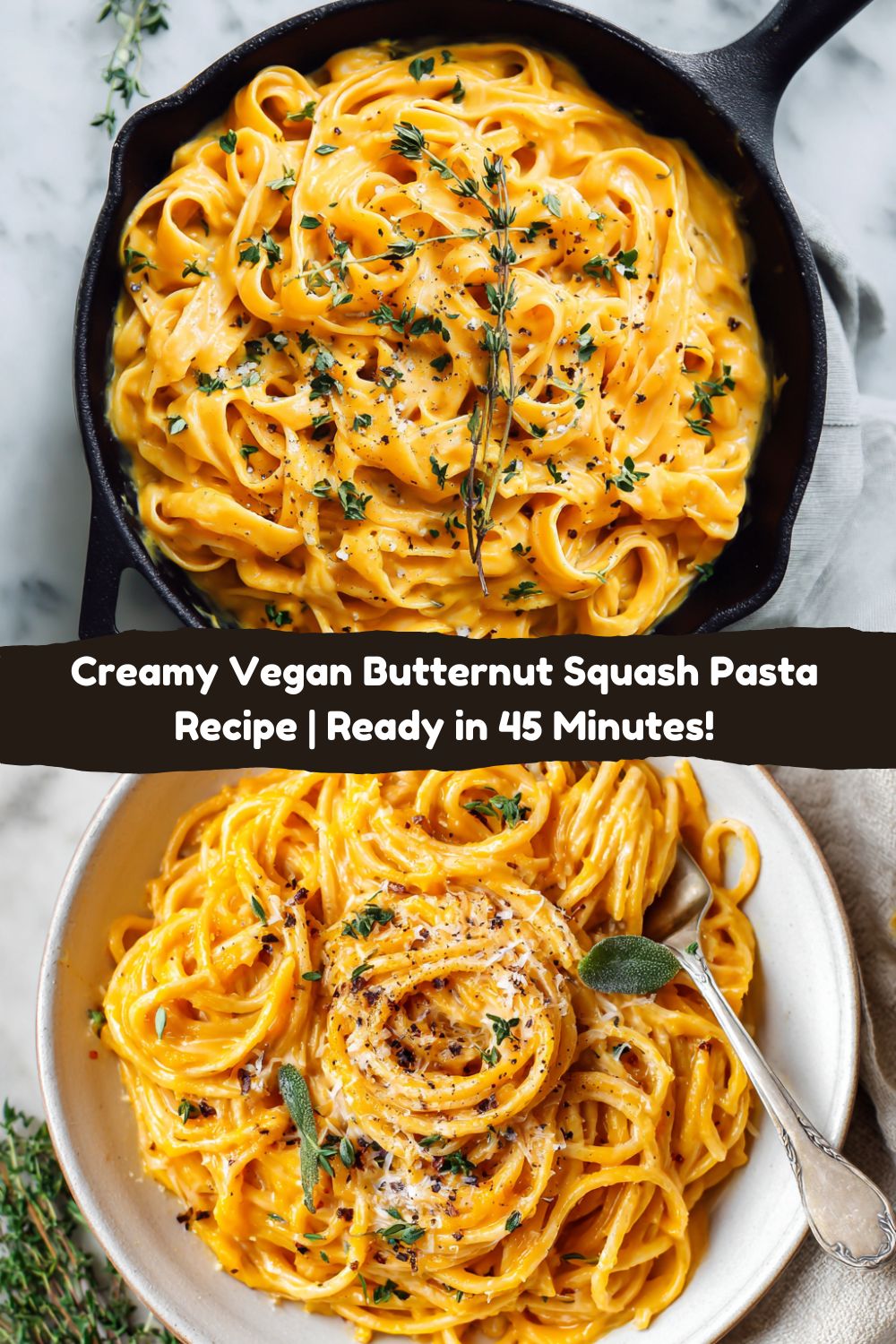 Creamy Vegan Butternut Squash Pasta Recipe