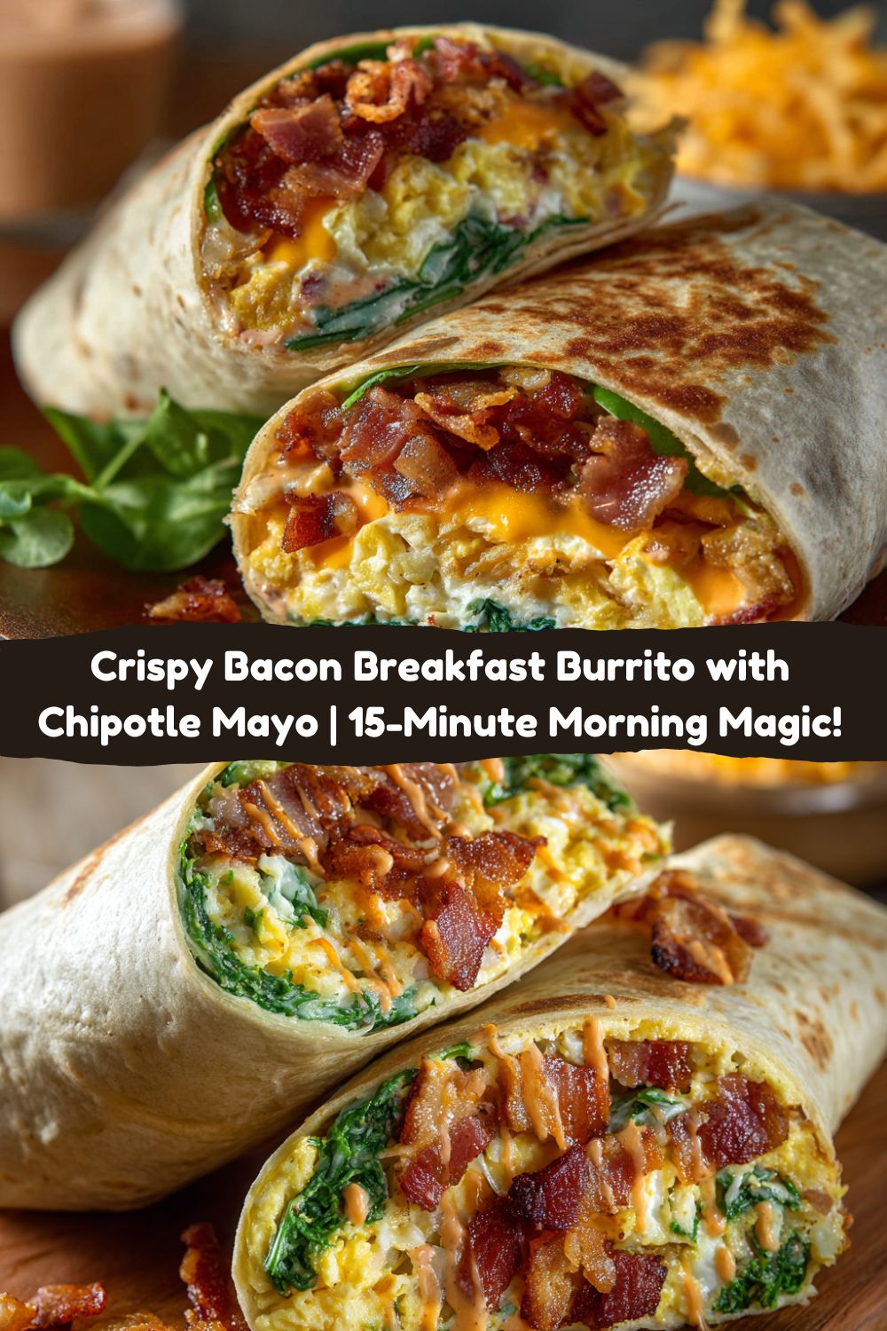 Crispy Bacon Breakfast Burrito with Chipotle Mayo