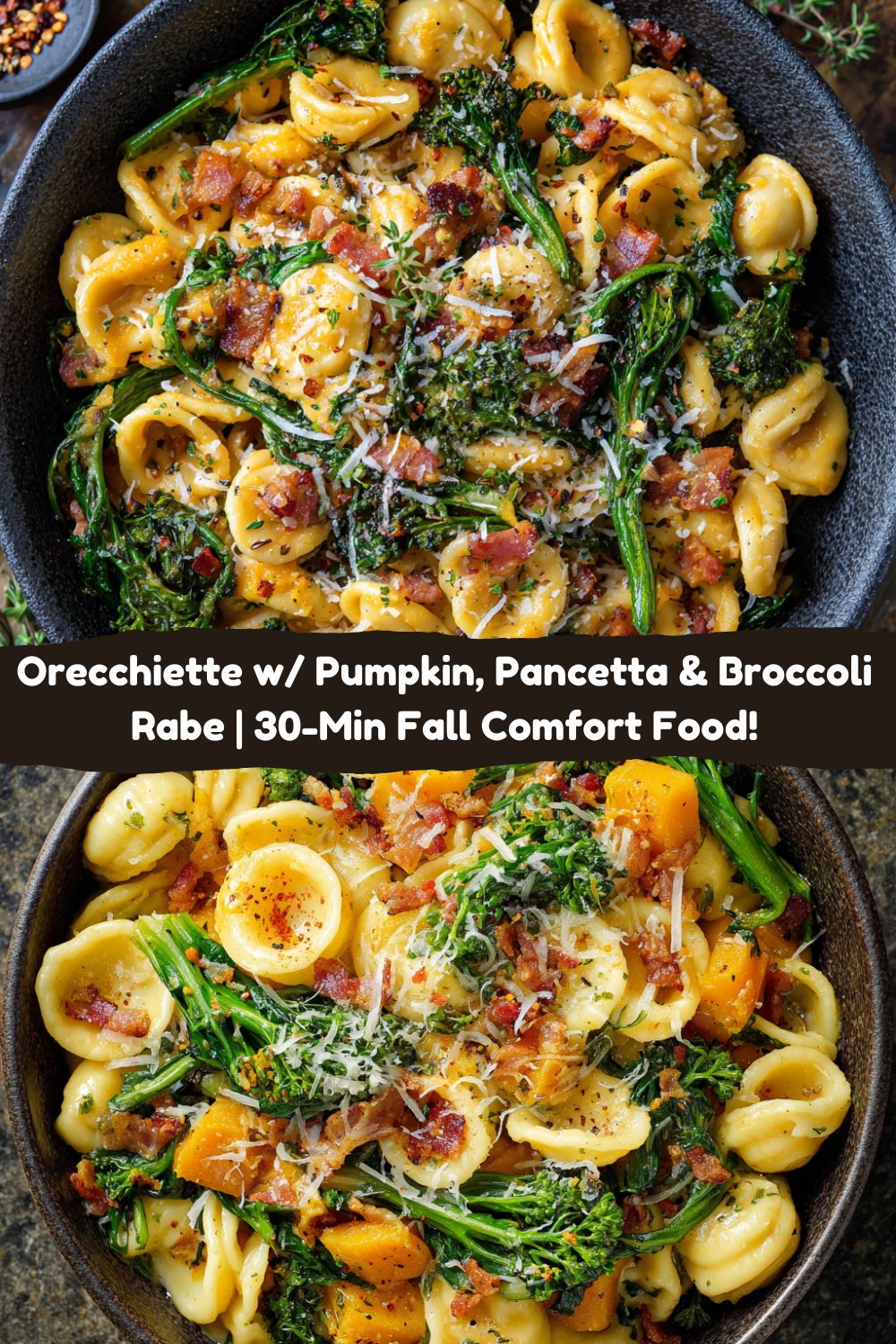 Orecchiette with Pumpkin, Pancetta & Broccoli Rabe