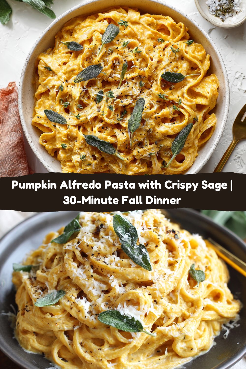 Pumpkin Alfredo Pasta with Sage