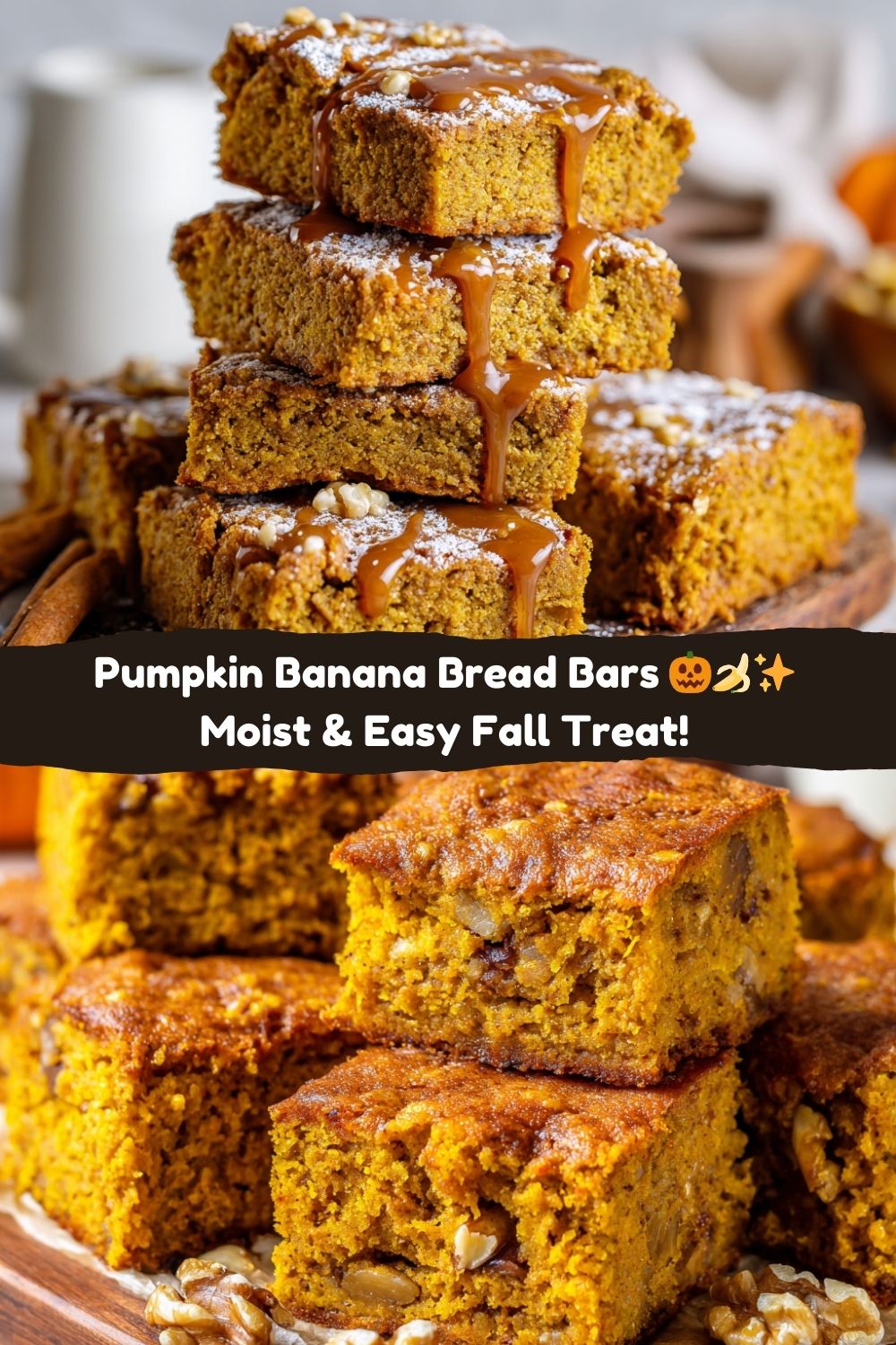 Pumpkin Banana Bread Bars