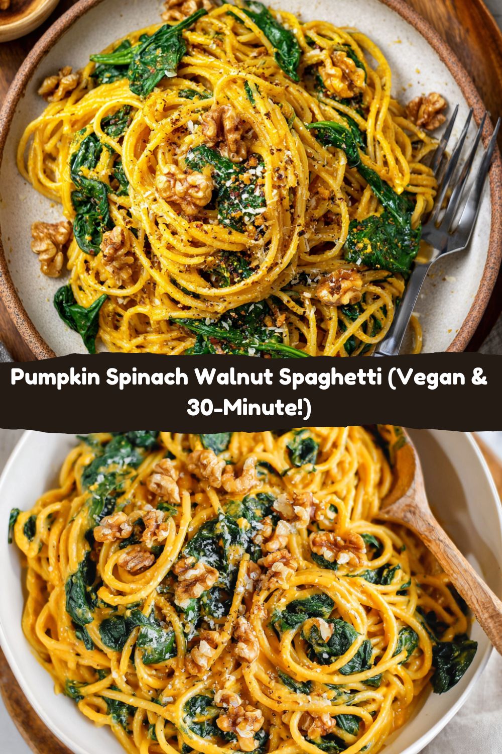 Pumpkin Spinach Walnut Spaghetti