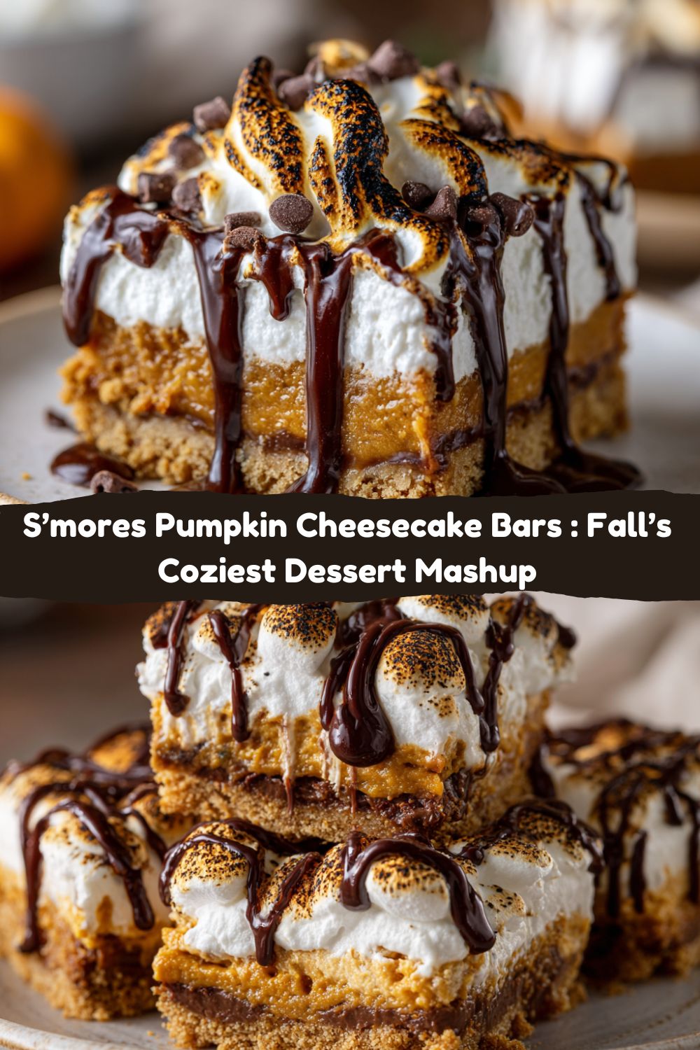 S’mores Pumpkin Cheesecake Bars