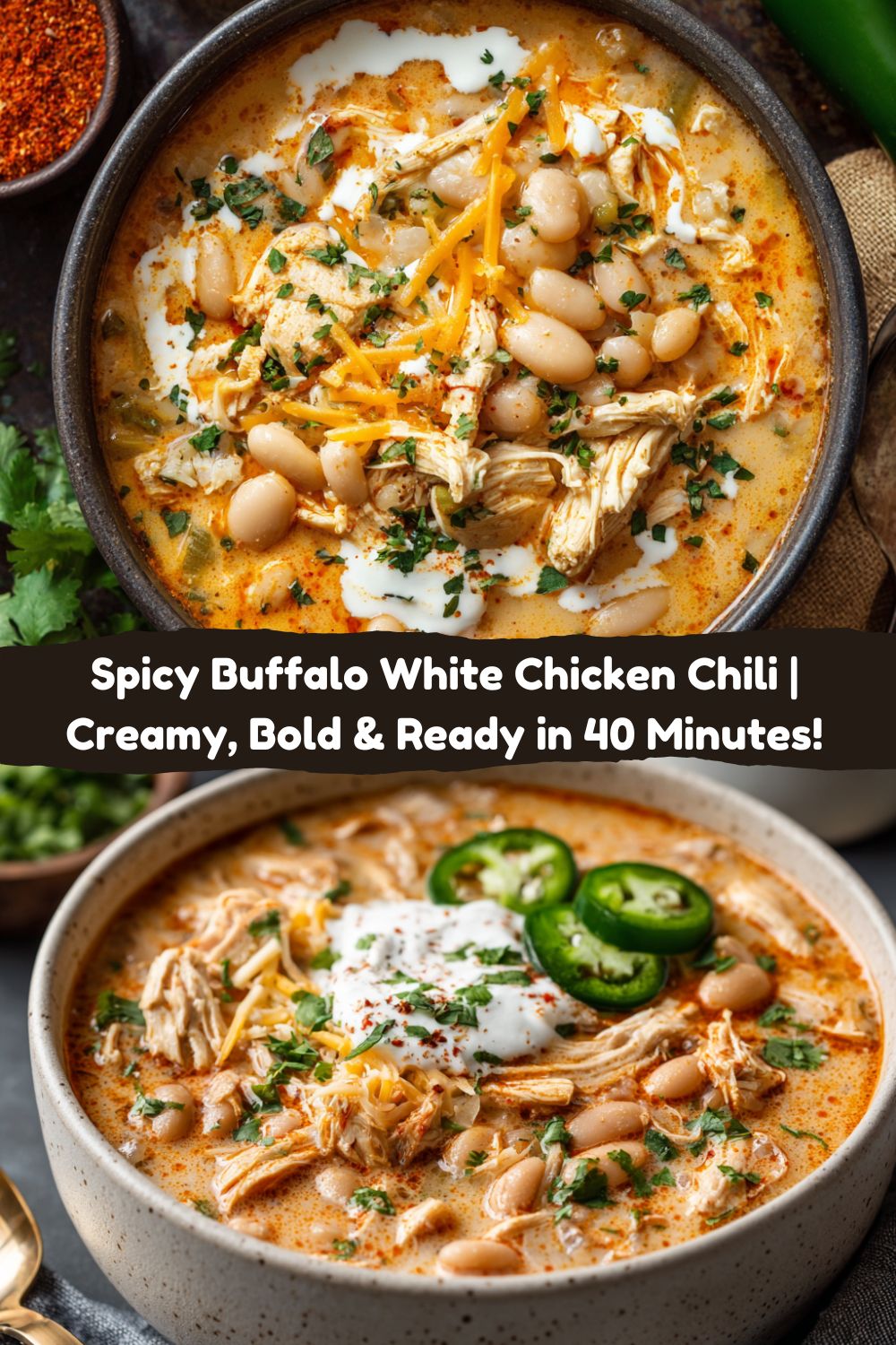 Spicy Buffalo White Chicken Chili