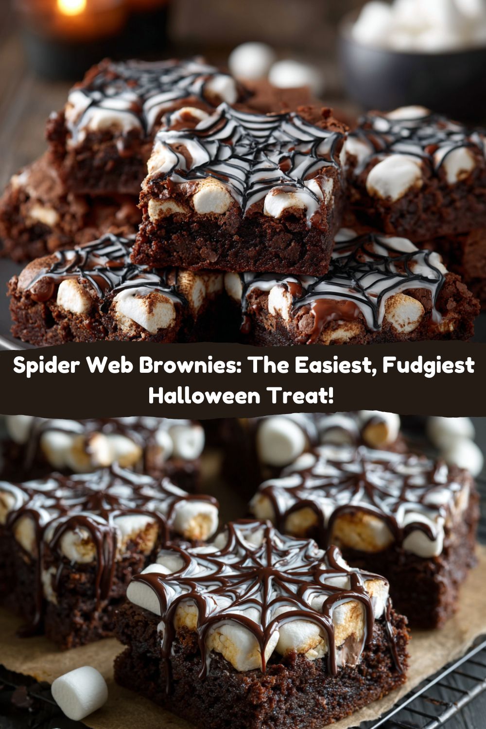 SPIDER WEB BROWNIES WITH MARSHMALLOWS