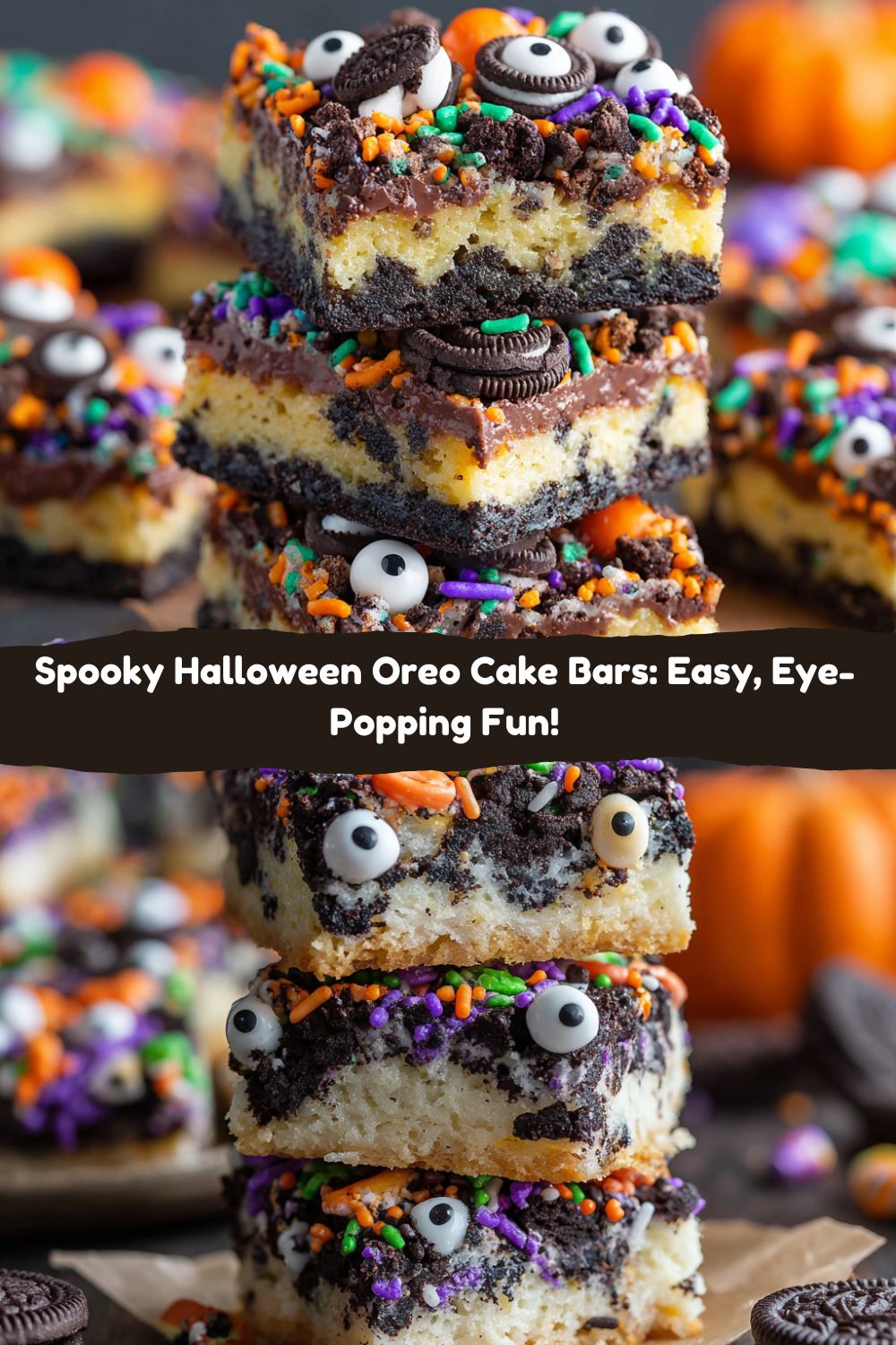 Spooky Halloween Oreo Cake Bars
