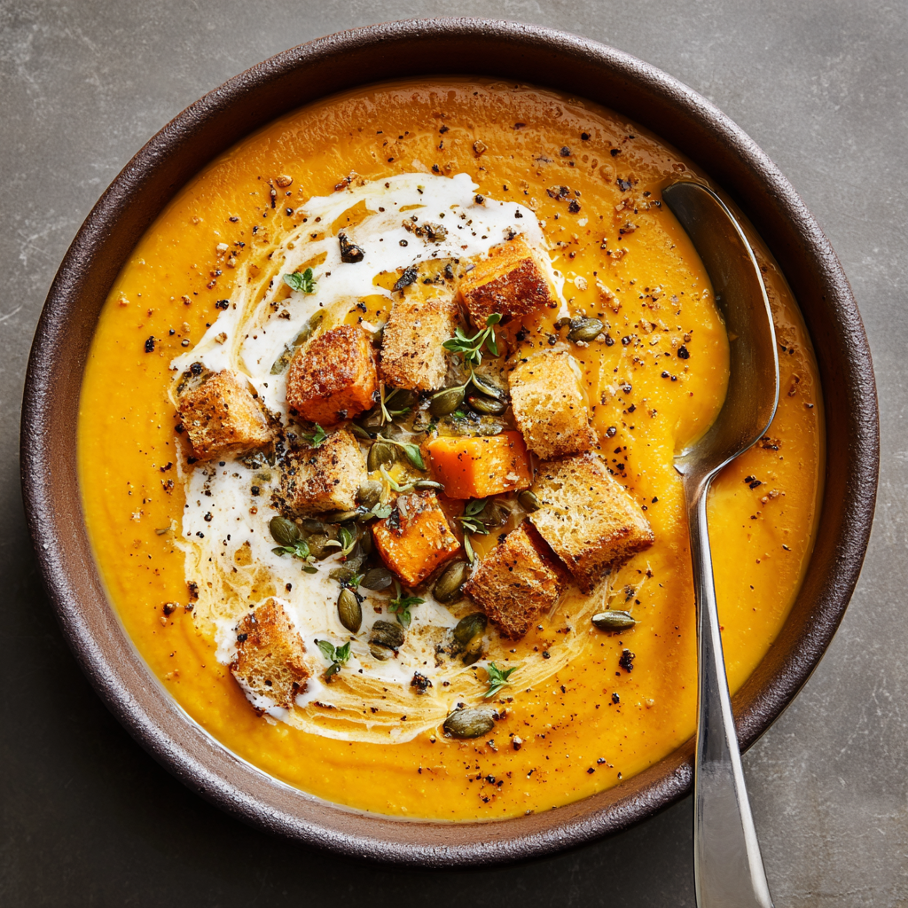 Spicy Butternut Squash & Sweet Potato Soup