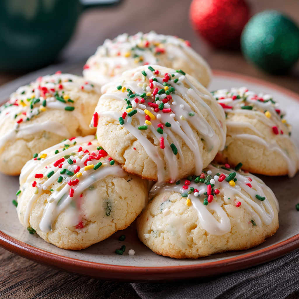 Italian Ricotta Cookies with Almond Glaze