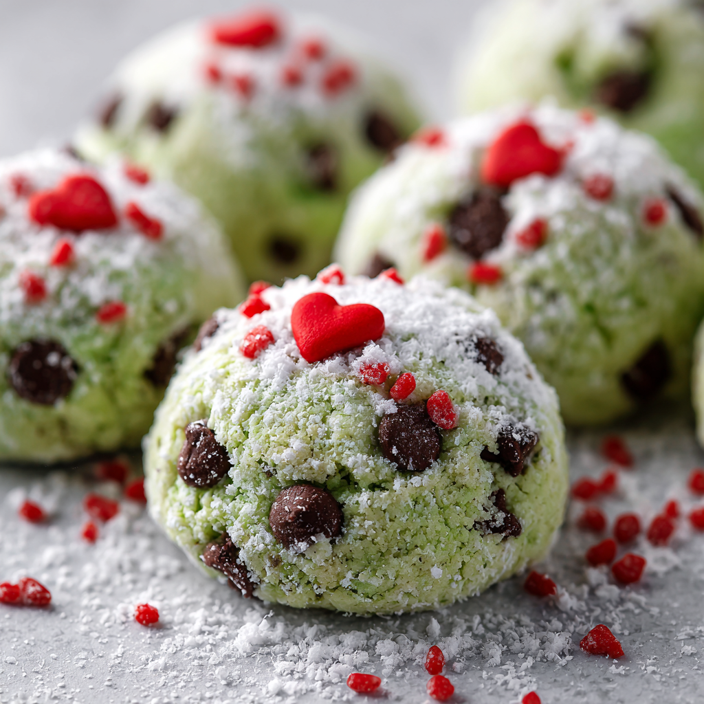 Grinch Snowball Cookies