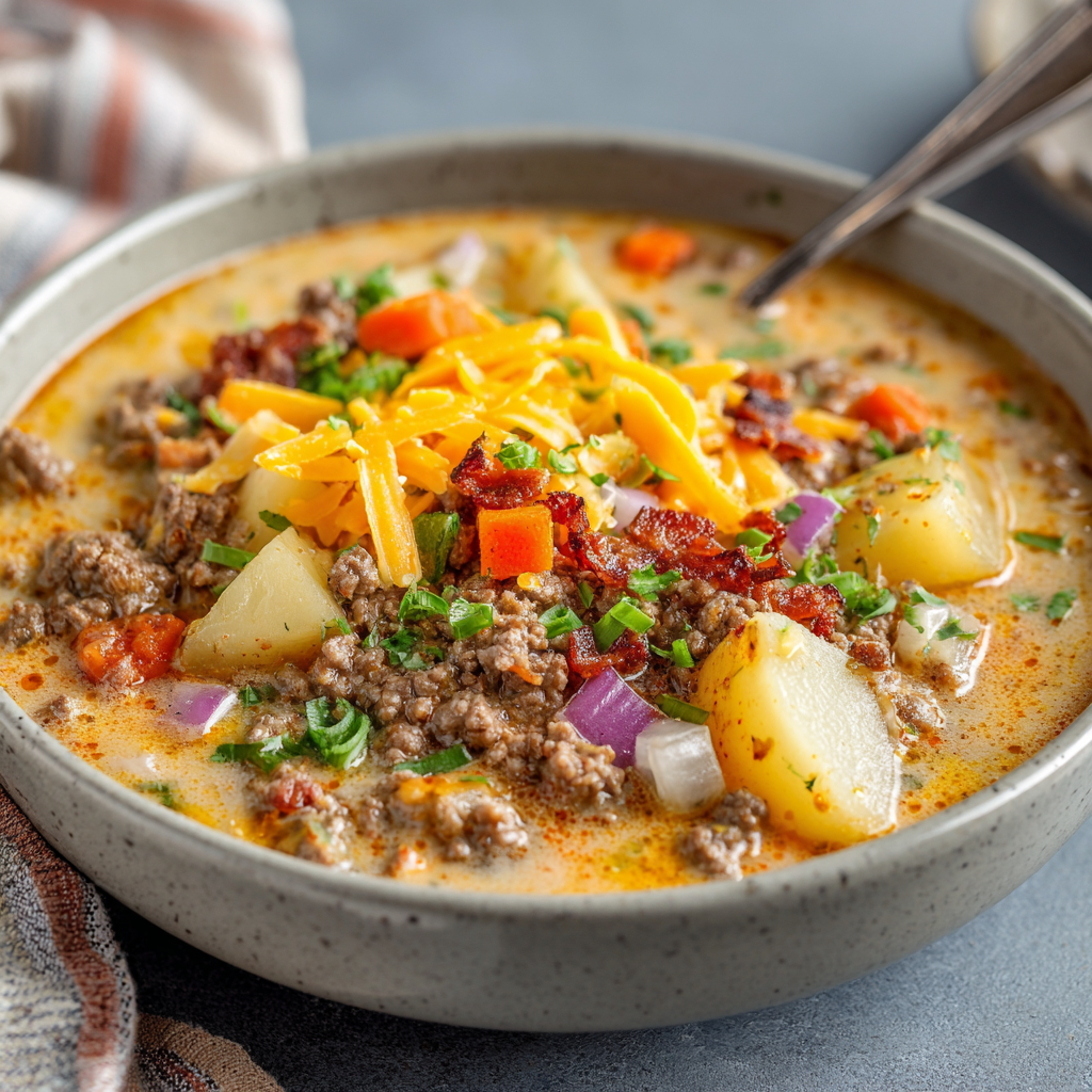Easy Crockpot Cheeseburger Soup