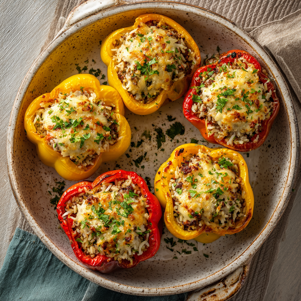 Stuffed Bell Peppers with Turkey & Rice