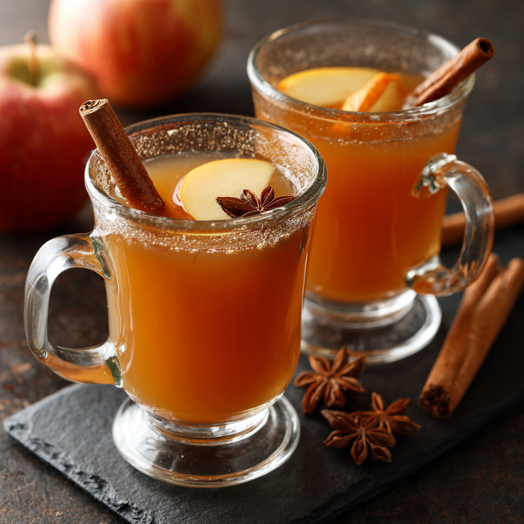 Hot Apple Cider with Cinnamon Sticks