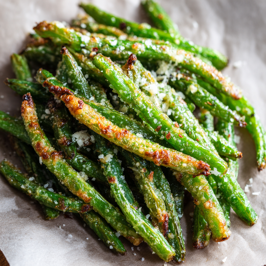 Crispy Garlic Parmesan Roasted Green Beans