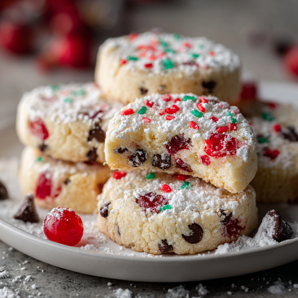 CHRISTMAS MARASCHINO CHERRY SHORTBREAD COOKIES
