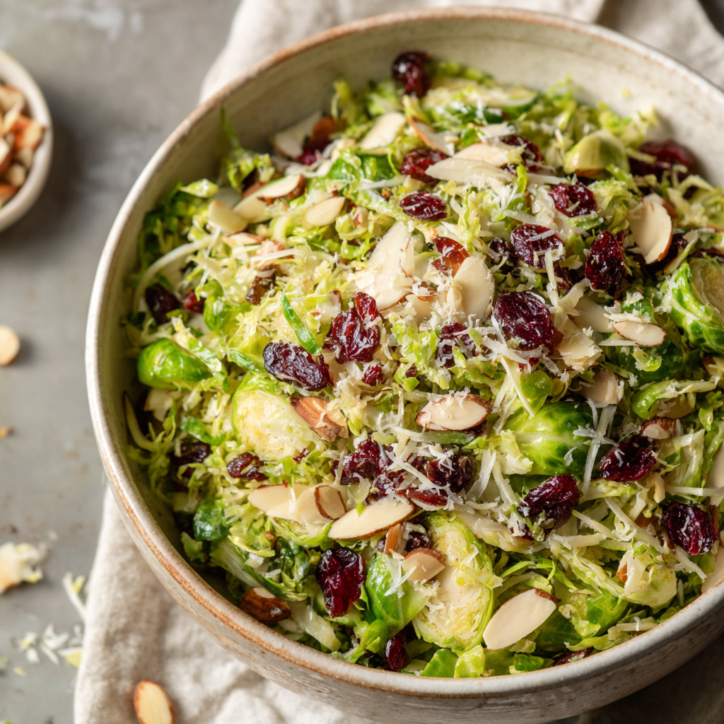 Brussels Sprout Salad with Cranberries & Parmesan