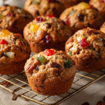 Holiday Spice Fruitcake Muffins
