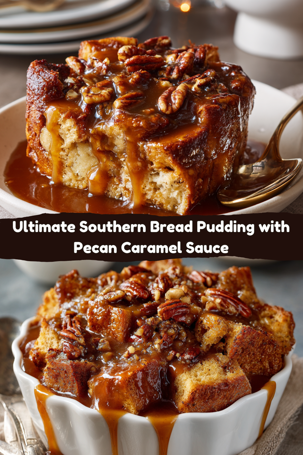 Bread Pudding with Pecan Caramel Sauce