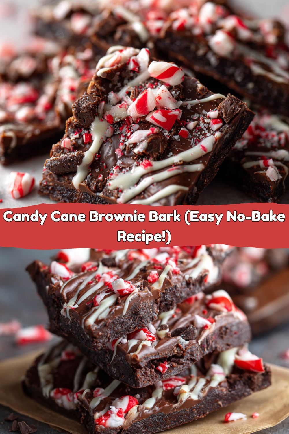 Candy Cane Brownie Bark