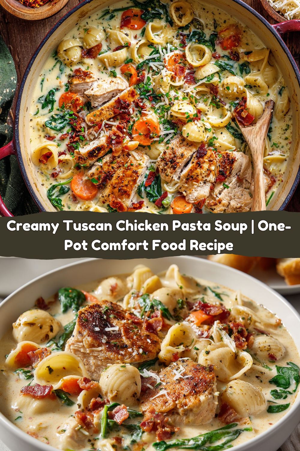 Creamy Tuscan Chicken Pasta Soup