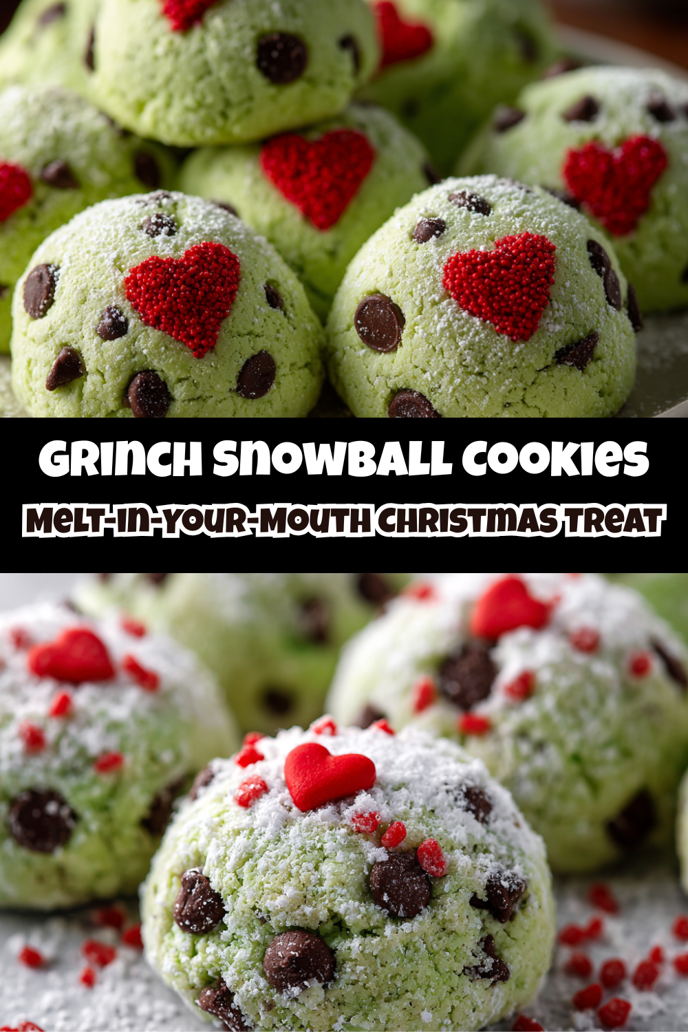 Grinch Snowball Cookies