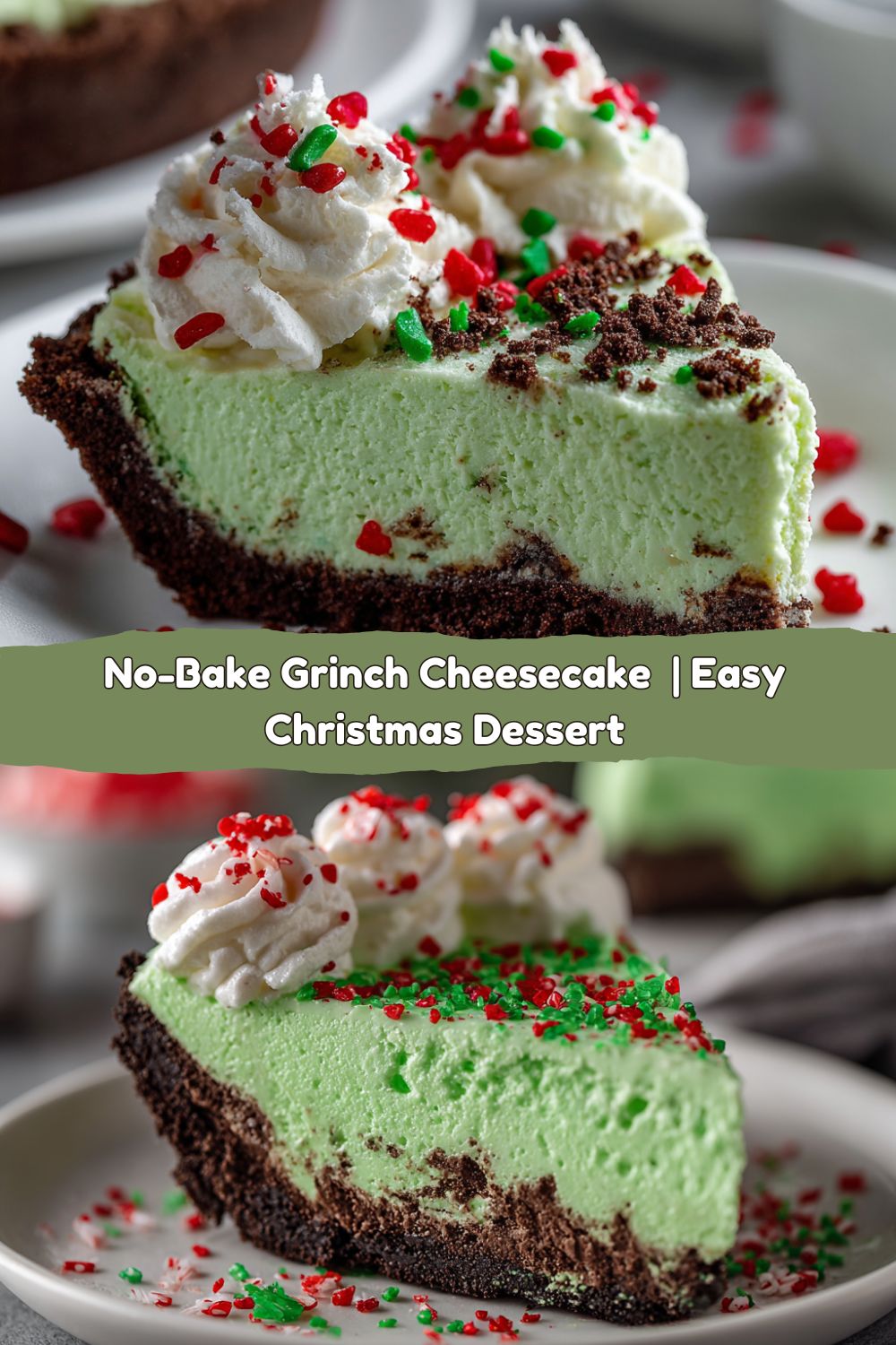 No-Bake Grinch Christmas Cheesecake