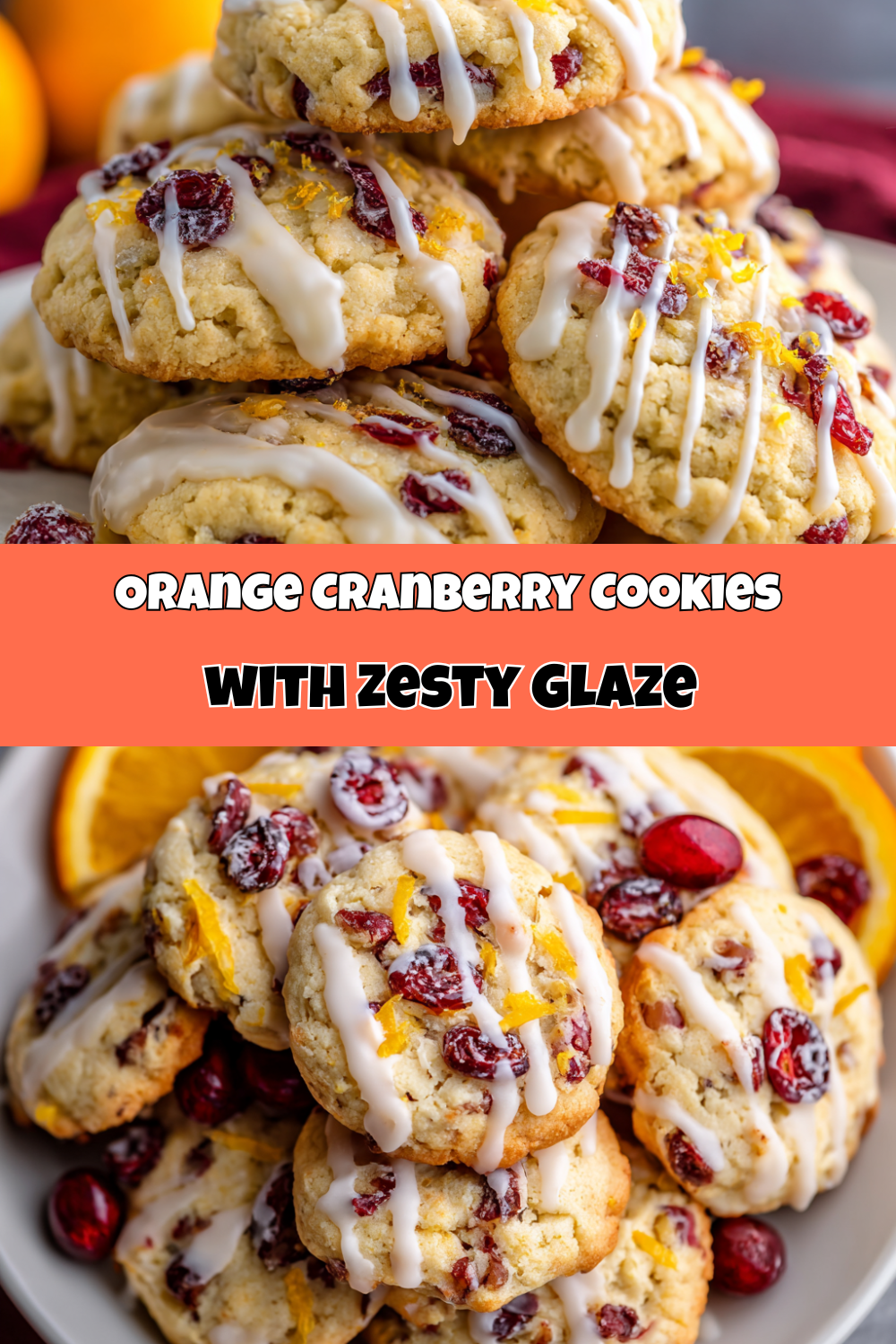 Orange Cranberry Cookies with Orange Glaze