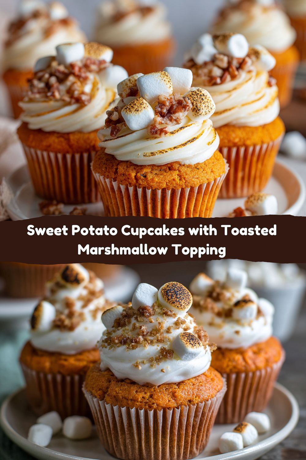 Sweet Potato Cupcakes with Toasted Marshmallow Topping